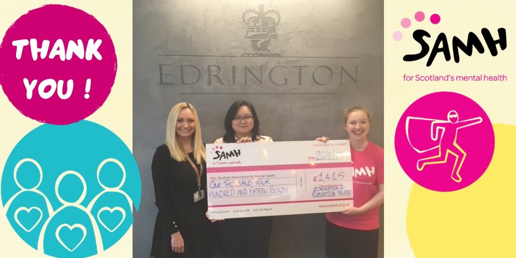 SAMHtweets's tweet photo. Thank you to the incredible Edrington team who took part in the Great Scottish Run 10K and raised a brilliant £1,415 for SAMH! https://t.co/ivX9js3VbH