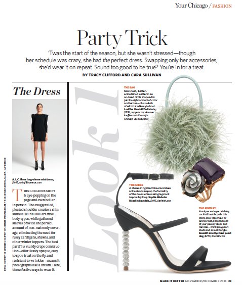 One perfect #littleblackdress plus multiple accessories can make 3 different looks for this season's holiday party circuit. See the looks in my latest article for <a href="/makeitbetterNS/">Make It Better (old account)</a> magazine: bit.ly/2FMApsH #tracyclifford #fashionstylist #chicago #makeitbetter