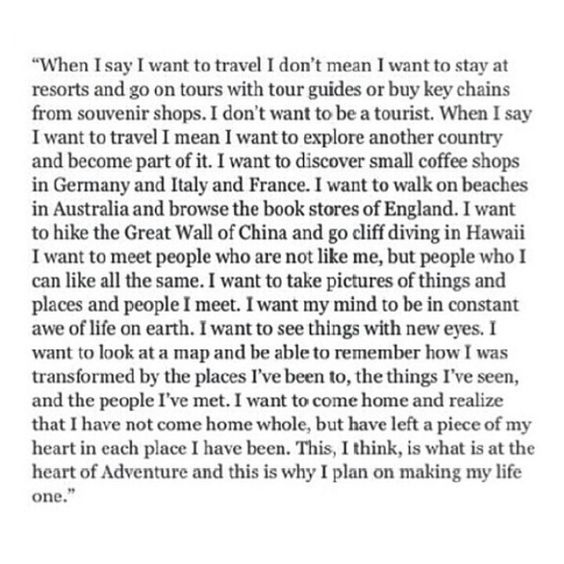when I say I want to travel