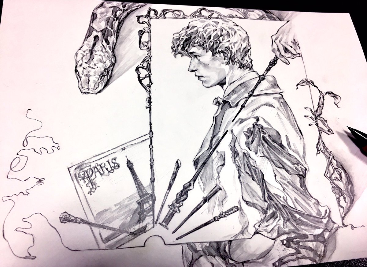 せき Twitterissa 何度見てもファンタスティック ビーストは最高 シャーペンイラスト ニュート が大好きだ