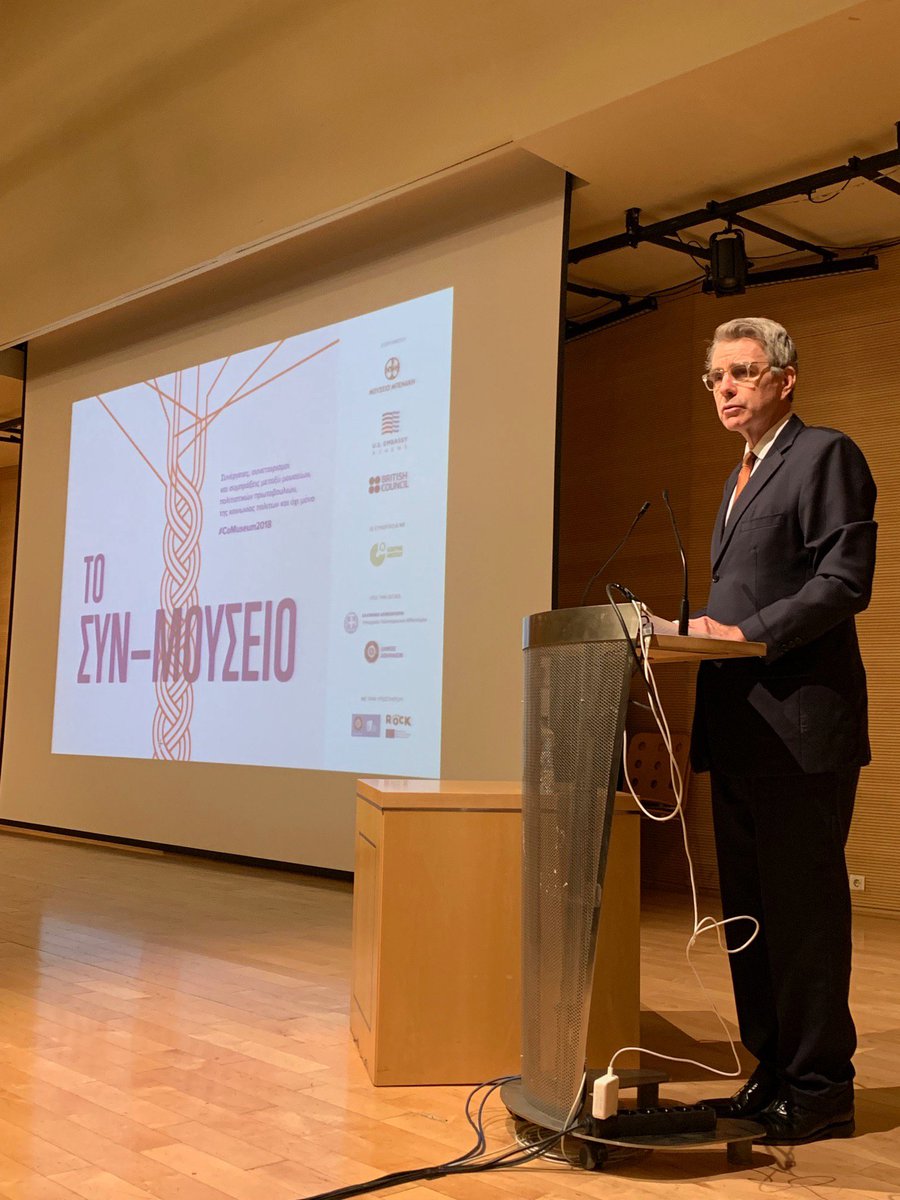 USAmbassadorGR's tweet photo. Honored to join Minister @MyrsiniZorba yesterday at the #CoMuseum2018 conference: We support the important work that cultural institutions do to preserve &amp; celebrate the wonders of Greek culture for all it has given to the Western World. My remarks: https://t.co/mCUnyZbwIv https://t.co/9JD9GpEqQy