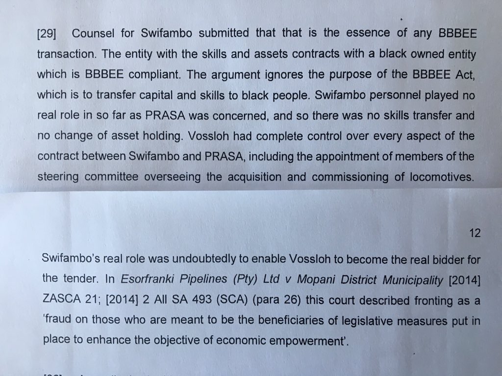 ZackieAchmat's tweet photo. The SCA found that @MontanaLucky & #Swifambo used @PRASAGroup to front for Spanish multinational Vosloh España (now Stadler Rail). Makhensa Mabunda got a cool R500+ million. Montana told @ParliamentofRSA @MyANC got R56 million requested by @DrZweliMkhize Thanks Pieter Louis. https://t.co/vn1l7pzJ7N
