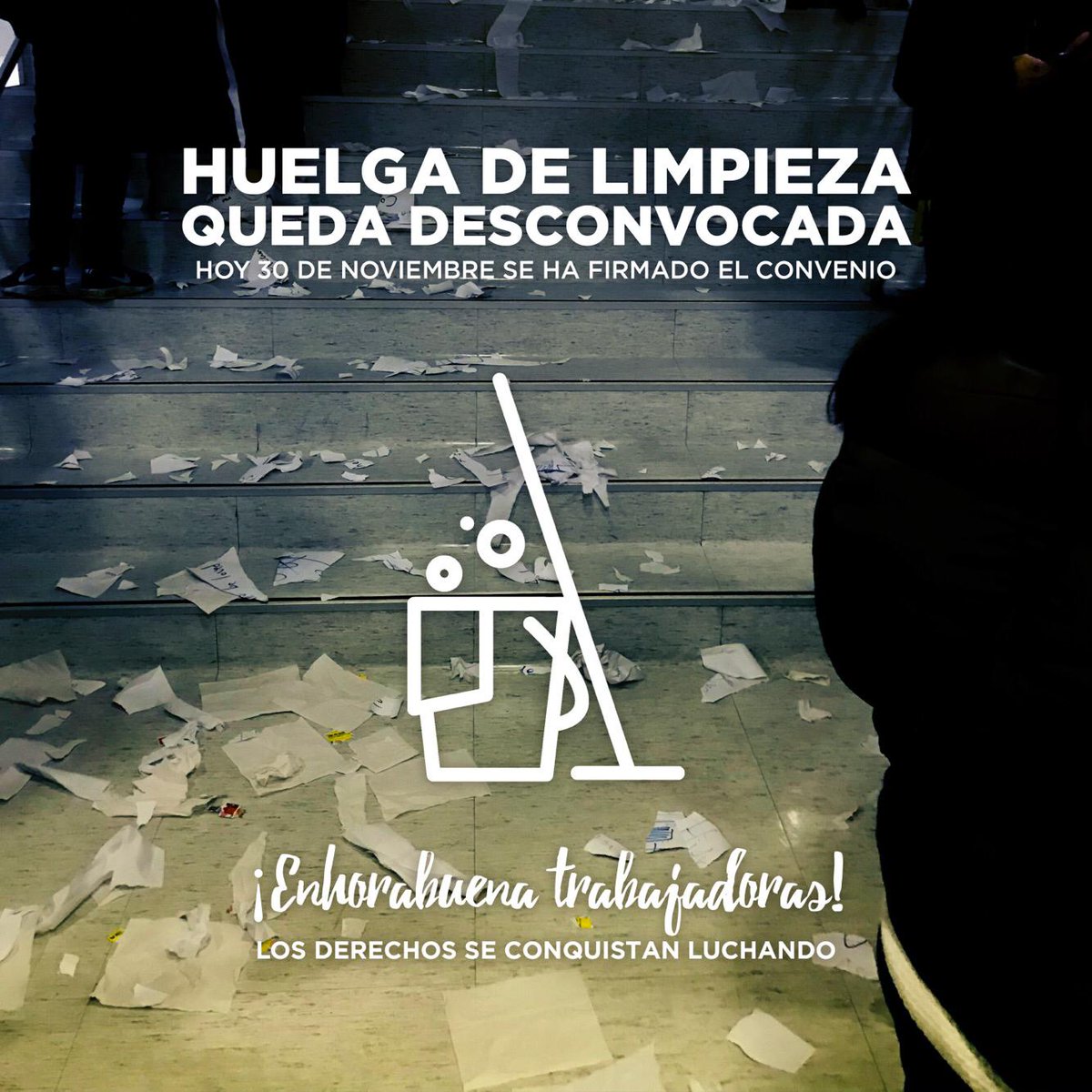 Enhorabuena a las trabajadoras de la limpieza.
Las jornadas de lucha han dado sus frutos.
Se ha firmado el convenio