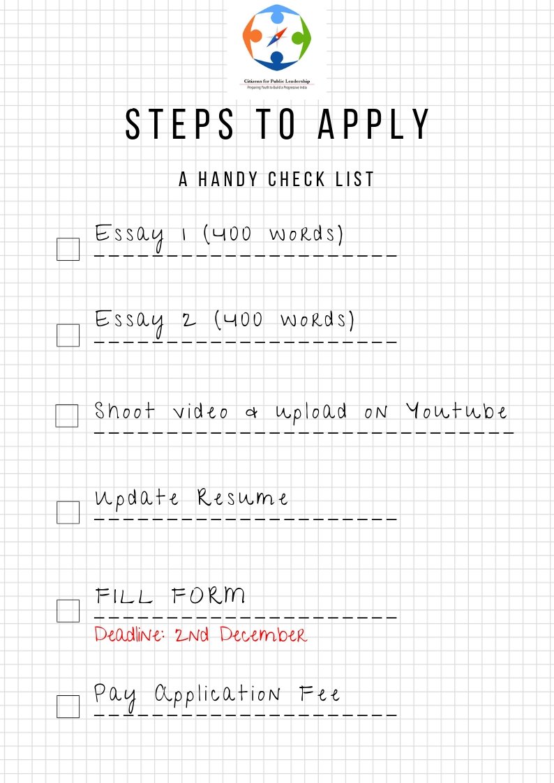 CPLFellows's tweet photo. A handy checklist for the Selection Process as the deadline approaches!
Apply at: https://t.co/S8hw5jBslO
Last Date to Submit: 2nd December,2018
#LeadersOfTomorrow #CPL2 https://t.co/XLnG6yeif4