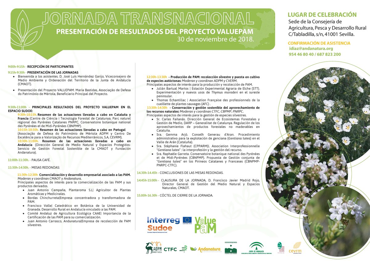 caaecert's tweet photo. @caaecert participa en la #JornadaDeCierre del Proyecto @valuepam, que organiza la Consejería @MedioAmbAND “Valorización de las #Plantas #AromáticoMedicinales #silvestres: Gestión #sostenible de la #biodiversidad #vegetal y #desarrollo #socioeconómico de las zonas rurales SUDOE" https://t.co/2pj7TiggB8