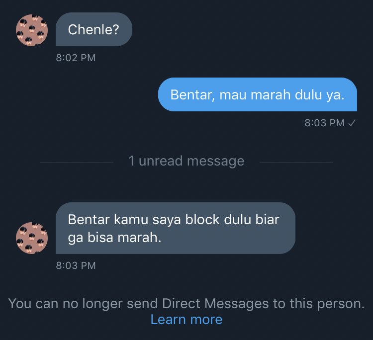 pechenlele's tweet photo. Beneran di block dong. 🙃✊ https://t.co/6Yqsfp9ktG