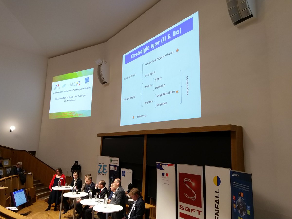 juliengrosjean5's tweet photo. Solid state electrolytes are full of promises said M.Armand @cicenergigune at 🇸🇪🇲🇫 conference on batteries #BATFRSE #innovation_frse https://t.co/w16Xm2aEZR