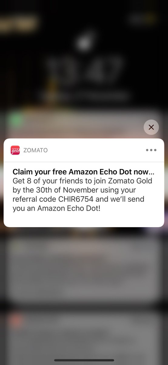 chiragsinghaljp's tweet photo. @ZomatoIN @Zomato @zomatocare 
Referred around 12 people for Gold Membership but can't find any option to claim Amazon Echo Dot. Any pointers ? https://t.co/E26IpLptkW