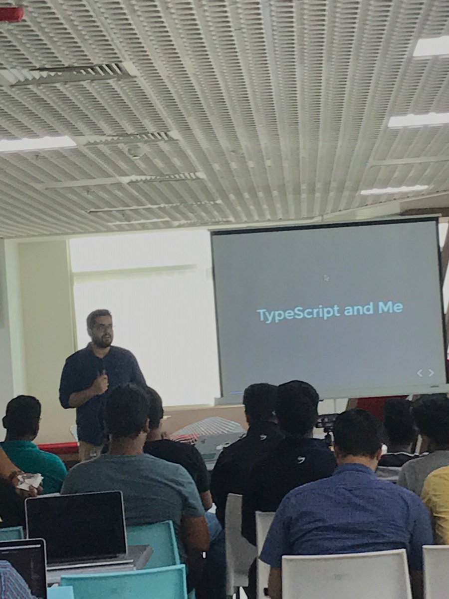 hwk73's tweet image. Today we had an internal UI meetup @FreshworksInc.  @siwalik spoke about his experience with Typescript.