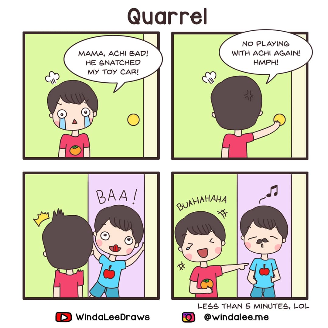 wuukieandsoya's tweet photo. Children's Quarrel

This actually happened the day before, and I can't stop laughing when I remember it 🤣

#windaleedraws #sliceoflife #everydaystory #diary #webtoon #webcomics #comics #funnydrawing #drawing #cartoon #illustragram #illustrationforkids #illo #familylife #twins https://t.co/SAo5TkgEpV