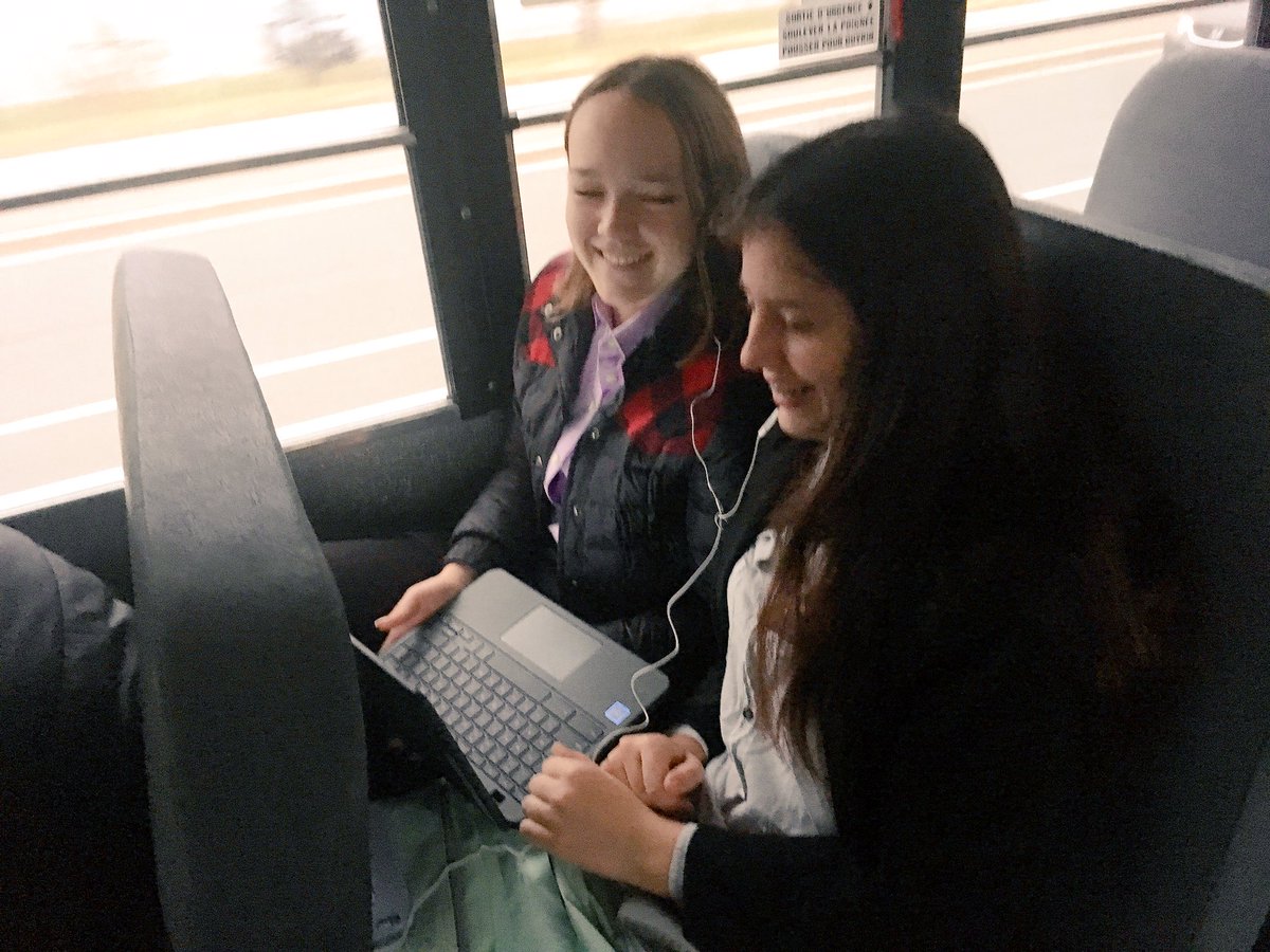 LCIMUN's tweet photo. @lakeshoreci’s amazing MUN team is off to @MunCampbell’s conference today in #schoolbus luxury! These wonderfuls are also taking advantage of the time for last minute prep. #superstars https://t.co/8A5nXDGvDl