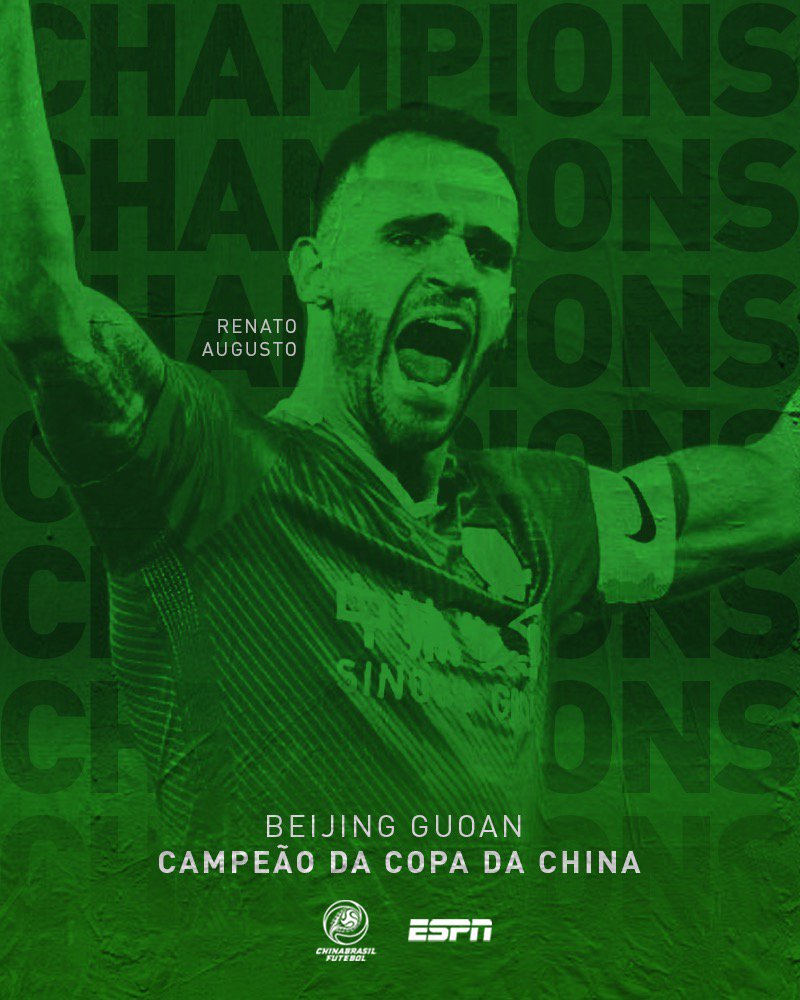 chinaBRfutebol's tweet photo. O BEIJING GUOAN É O CAMPEÃO DA COPA DA CHINA 2018.
Parabéns em especial ao nosso Renato Augusto, o MAESTRO da equipe. #beijingguoan #copadachina #chinesefacup https://t.co/nAhsKagHg4