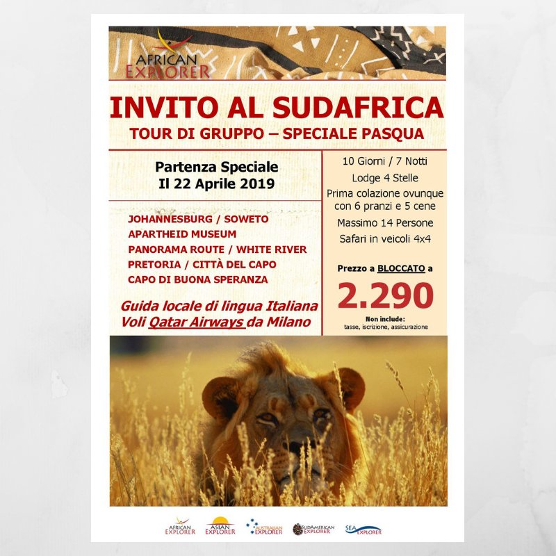 viaggiafrica's tweet photo. #30Nov #Pasqua2019 #Viaggi 
Abbiamo aperto le iscrizioni per i nostri tour di gruppo in @SudafricaPerTe per la Pasqua 2019, info qui: https://t.co/cvF6hjQxiI https://t.co/9ZrFX1Ikgw