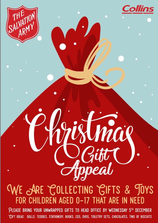 DevonHouseCC's tweet photo. Gift appeal for The Salvation Army at @CollinsConLtd Head Office leading up to Christmas. Please donate if you can. #salvationarmyuk #CollinsConLtd #LoveConstruction https://t.co/Mg4ScYdDYb