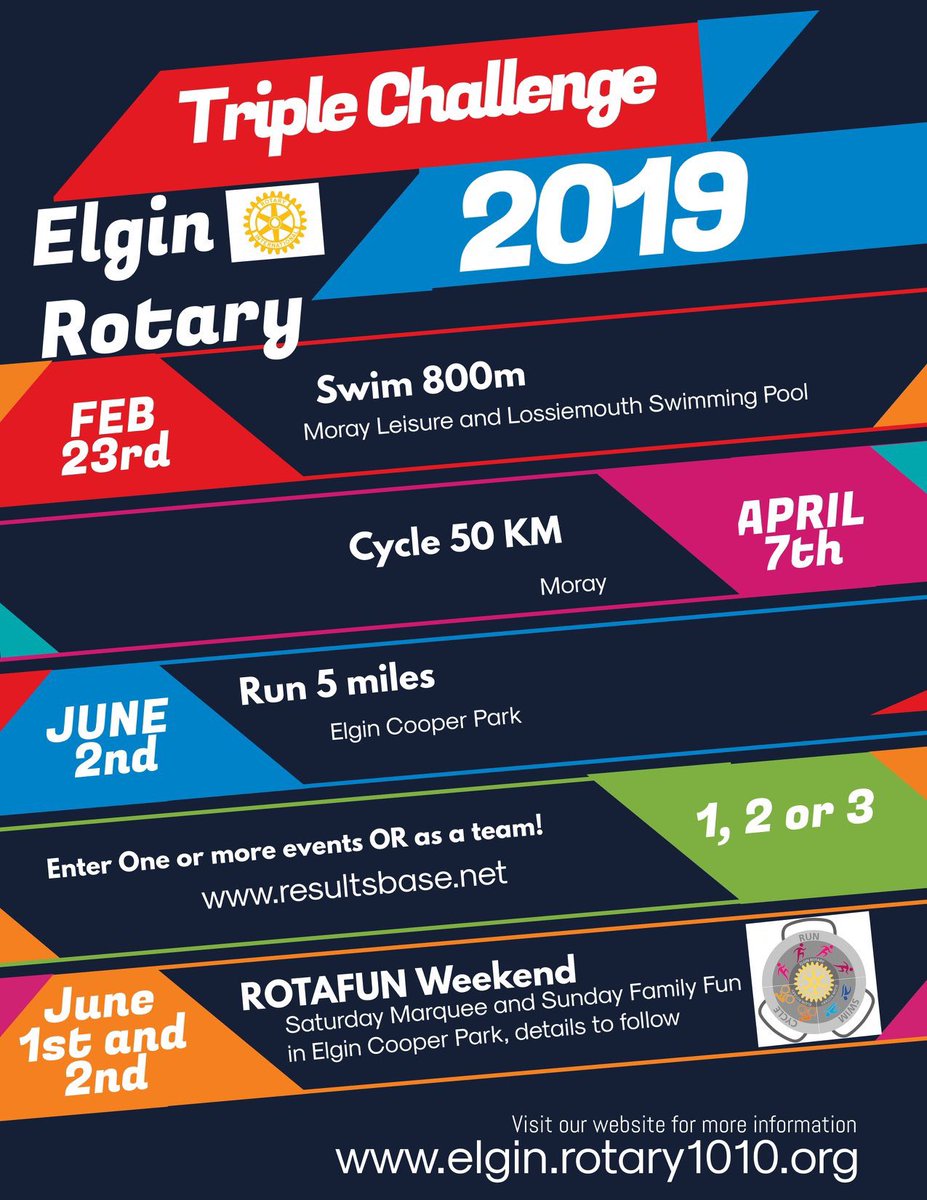 RotaryElgin's tweet photo. ********** ENTRIES ARE OPEN **********

Elgin Rotary Triple Challenge 2019.

Challenge family, friends or colleagues to get involved!

Go home with our fabulous bespoke 3 part interlocking medal.

Full details at https://t.co/fcsvcpMV61 https://t.co/uBtQkaH11E