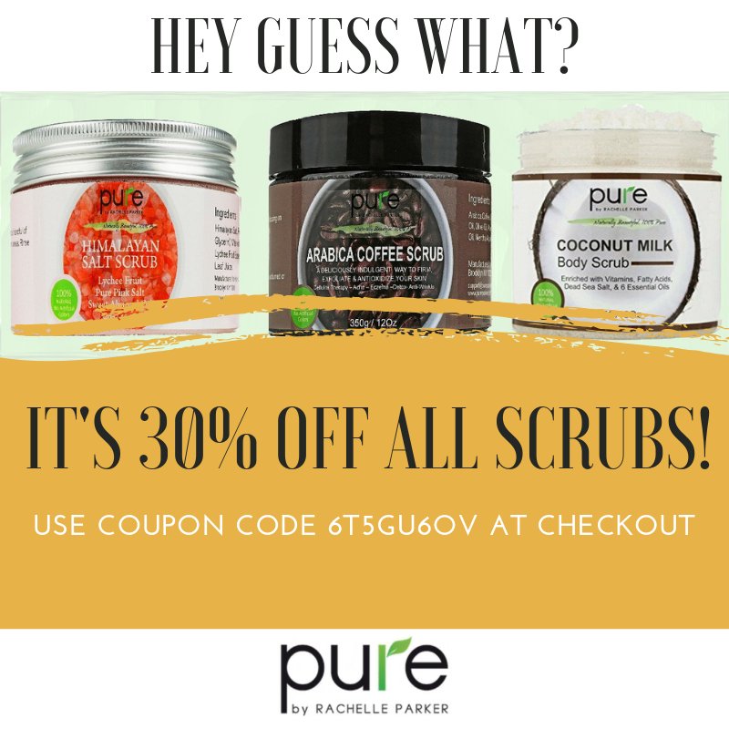pure_parker's tweet photo. Pure Body Scrubs at 30% off!
https://t.co/rINm4l6teh

#pureparker #purerachelleparker #pure #bodyscrub #scrubs #bodybutter #massage #coffee #himalayansalt #coconutmilk #coupon  #skincare  #natural  #health #aromatherapy #organic #beauty #therapeutic #naturalskincare #youngliving https://t.co/Op1KqjMRSz