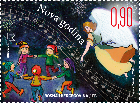 hpmostar's tweet photo. Motiv izdanja  poštanskih maraka Hrvatske pošte (HP) Mostar „Božić 2018. i Nova godina“  prikazuje notni zapis jedne od najstarijih hrvatskih božićnih pjesama  „Narodi nam se Kralj nebeski“ i vizualno slijedi njezin tekst. Saznajte više na: https://t.co/ZM65KNdtOm https://t.co/tu0hWfCGkS