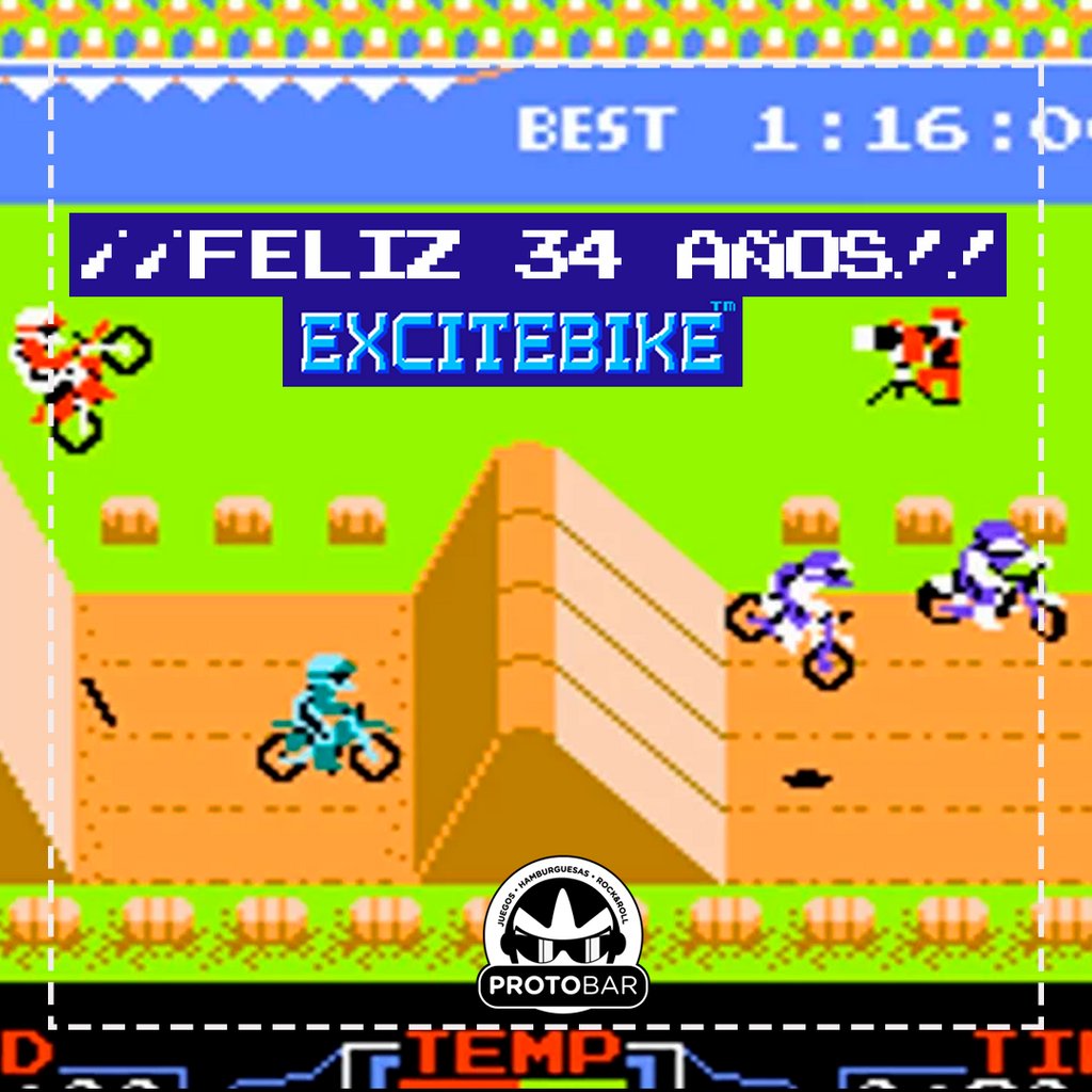protobar's tweet photo. Proto Facts:
Una de las mejores carreras de moto donde el equilibrio es esencial y la mayor batalla era contra quedar sin bencina y caerte de la moto.

#protobar #nintendo #excitebike #papasfritas #gamergourmet #foodgamer #classics #restobar #beer #burguers #gundamburguer https://t.co/n7eDEWFIIl