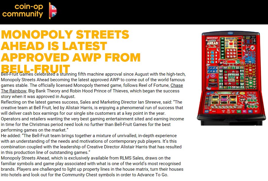 RLMS Sales (@rlmssales) on Twitter photo coin-opcommunity.co.uk/1237106/5/
#rlms <a href="/coinslot777/">Coinslot777</a> @stephnorbury #tonyglanville #bellfruit #monopoly coin-opcommunity.co.uk/1237106/5/
#rlms <a href="/coinslot777/">Coinslot777</a> @stephnorbury #tonyglanville #bellfruit #monopoly