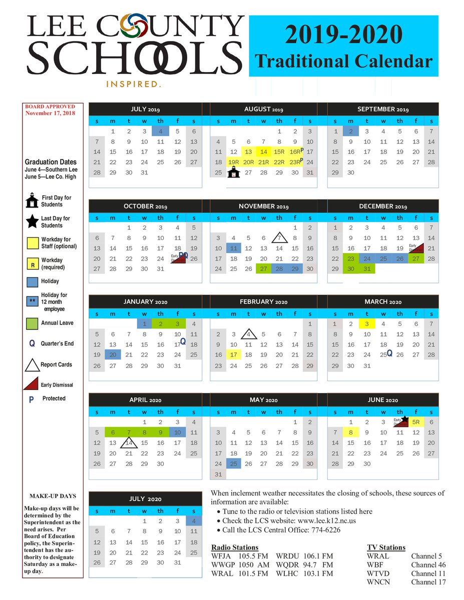 Lee County Schools Calendar 25 26 Nc