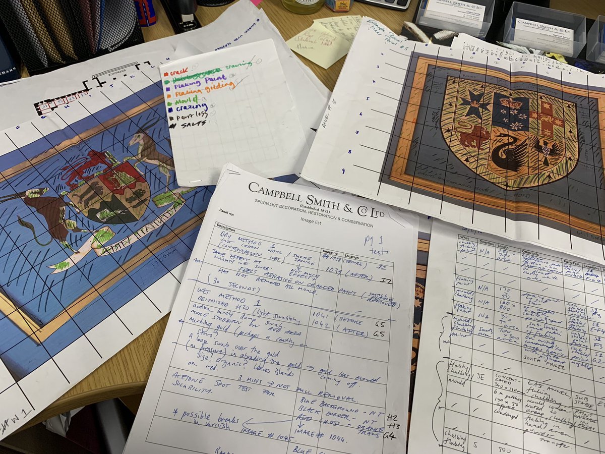 CSandCo1873's tweet photo. A quick insight into an average day in the office for our Head of Research and Conservation. All the information collected on site for a recent survey project, is now being collated and the conservation report compiled. #conservation #survey #condition #mapping #mould #crazing https://t.co/2G79FnU558