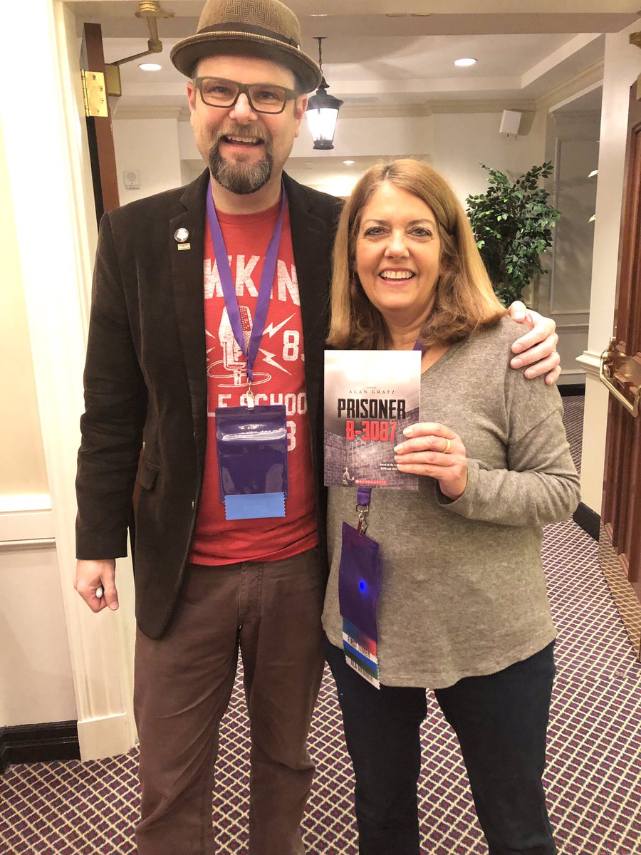 Dominionlibrary's tweet photo. Excited to meet @AlanGratz author of Battle Book Prisoner B-3087 at the VAASL Conference! https://t.co/WUwTU5SmG7