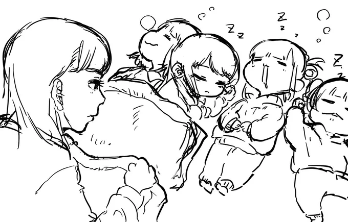 >疲れて寝ちゃったちびーずに布団をかけてあげるありしゃください。在庫確認してもなかったので焦っています。 https://t.co/TlSgQzEiIJ #odaibako_e_toka_kaku 