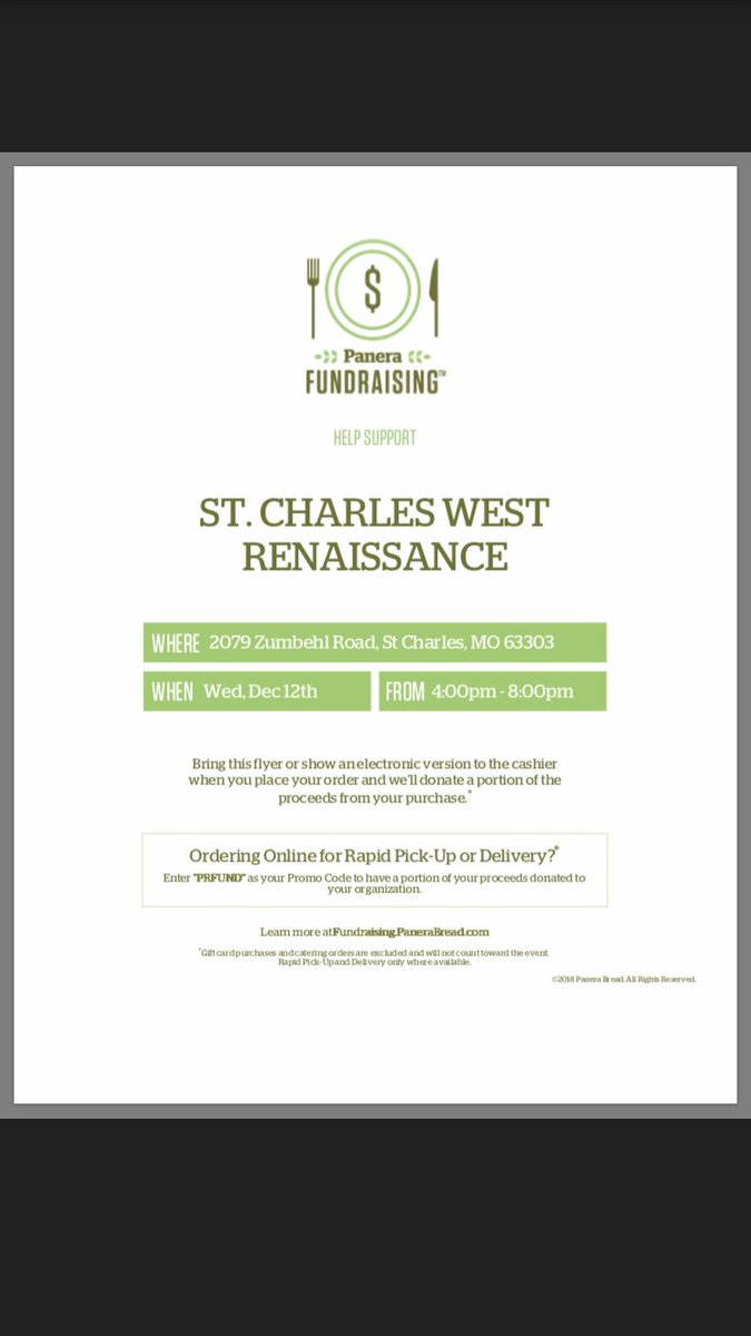 SCWestRen's tweet photo. Bread Co Fundraiser details !!! Pop out December 12th to support Renaissance https://t.co/rsglgdQaRR