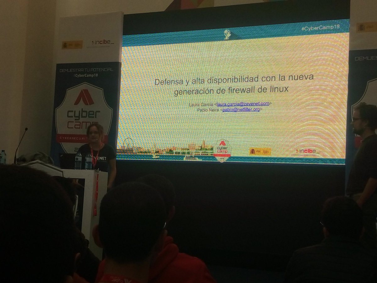 hippi3c0w's tweet image. Muy buena ponencia de Laura y Pablo hablando de iptables y nftables para nuestro firewall. Un servidor que es más de iptables ha aprendido mucho y me llevo cosas para testear. #CyberCamp18 #Hacking #FreeHacking