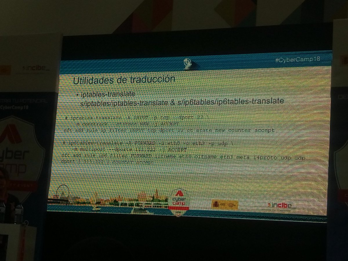 hippi3c0w's tweet image. Muy buena ponencia de Laura y Pablo hablando de iptables y nftables para nuestro firewall. Un servidor que es más de iptables ha aprendido mucho y me llevo cosas para testear. #CyberCamp18 #Hacking #FreeHacking