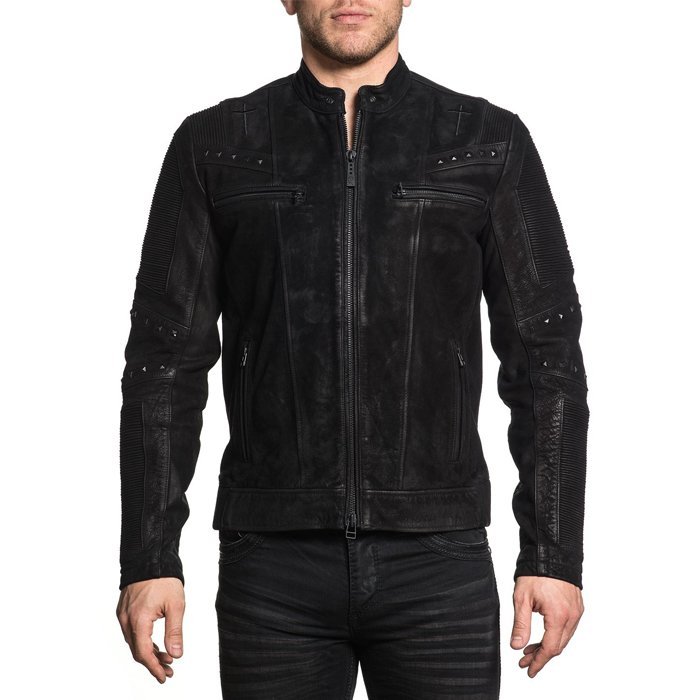affliction skull leather jacket