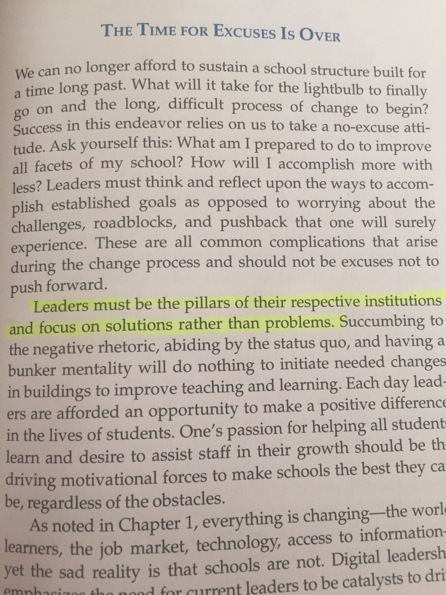 Leahb007's tweet photo. “Leaders must be the pillars of their respective institutions and focus on solutions rather than problems.” —Eric Sheninger #edtechknow https://t.co/ohtapnTB08