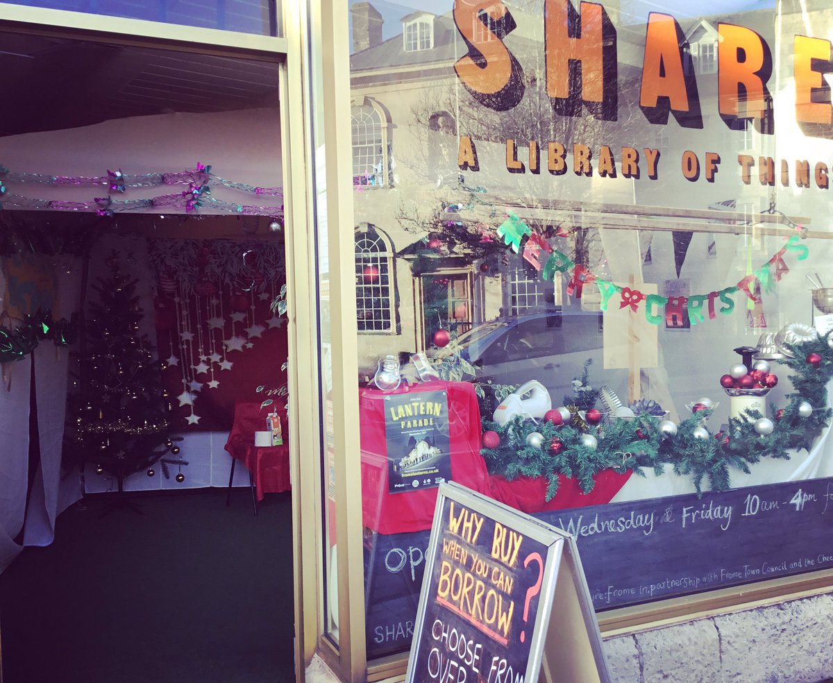 The SHARE shop front leading to Santa's Grotto for the Frome lights switch-on in 2018.