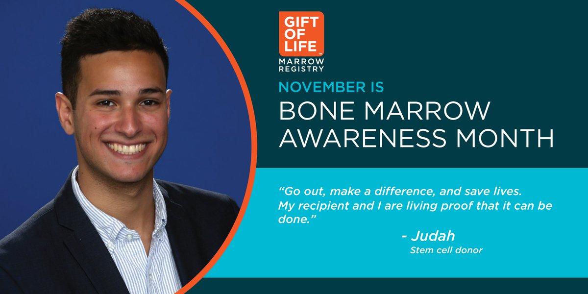 GiftofLife's tweet photo. November is Bone Marrow Awareness Month! Judah donated his stems cells to a stranger in need. He was also part of our Campus Ambassador Program! If you are interested in learning more about our CAP Program go to https://t.co/eXzpFCq46k #BoneMarrowAwareness #CollegeIntern https://t.co/UZ7LPKFhYa