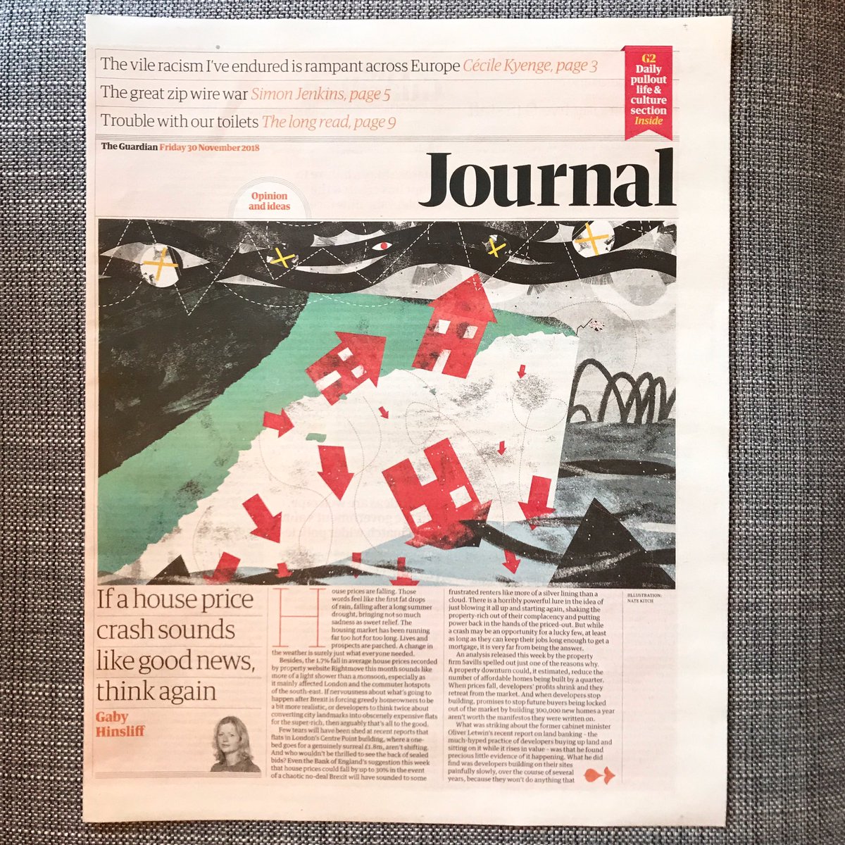 Todays’ <a href="/guardian/">The Guardian</a> Journal #Illustration - a post-Brexit house price crash is bad news! 
It’s almost like this whole thing just isn’t going to work out is it, almost like...we should leave it. If only people weren’t so stubborn. 🙃 #collage