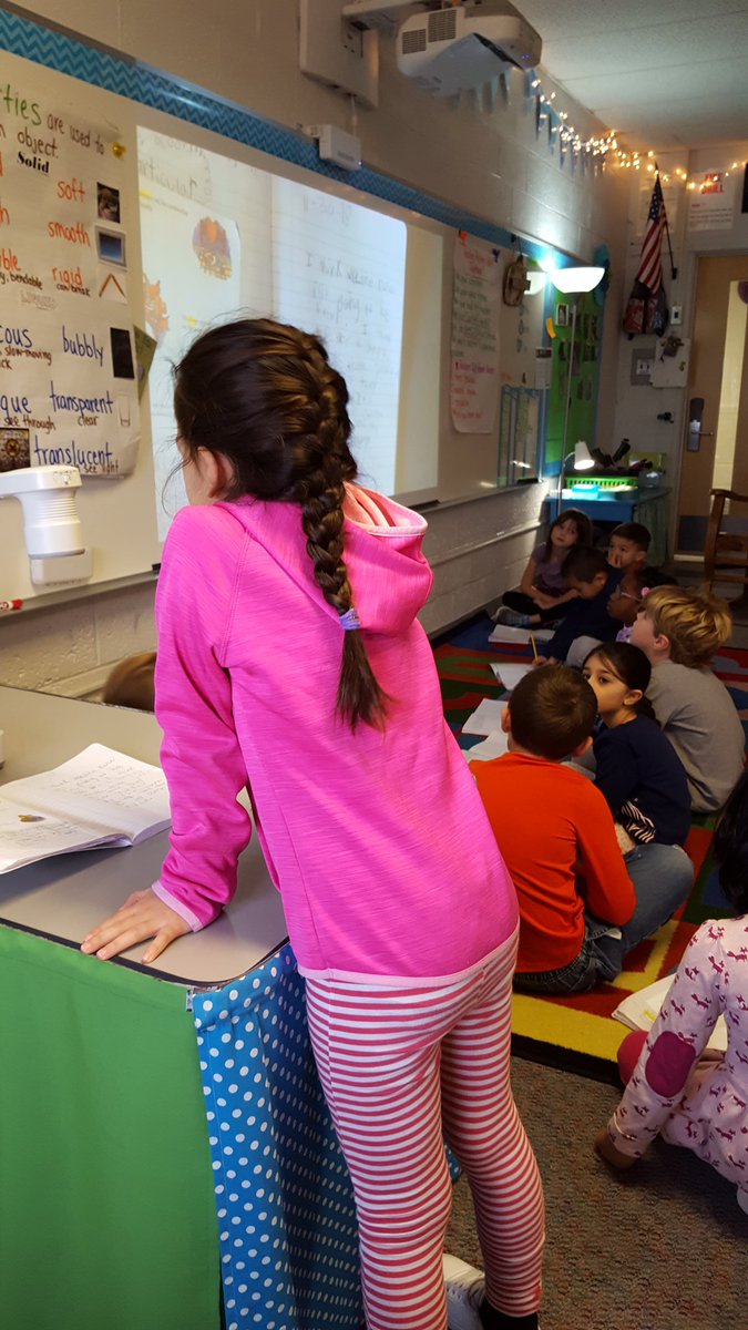 JessicaMLeslie's tweet photo. First grade readers sharing their predictions of what happens after the story ends, using evidence from the text to support their thinking.  @WLETigers #LanguageWorkshop #💜myjob https://t.co/GqD9YkWLML