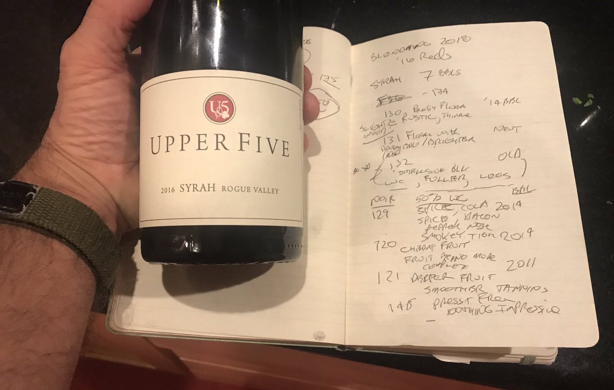 2016 #syrah next up . barrel tasting notes , Smokey pepper blueberry preserves . wholecluster old barrels