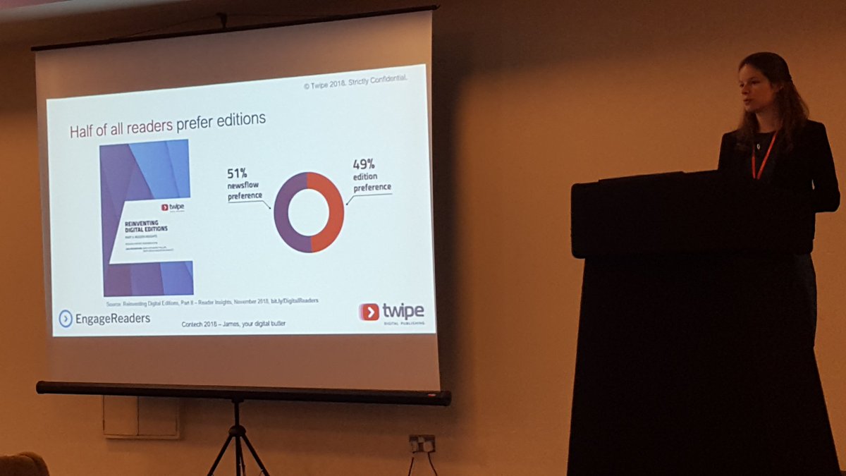SciencePOD's tweet photo. @JasmienLismont from @TwipeMobile show 50% people prefer news bundled into an edition over continuous news. Helps with readers retention.#media #Content #ConTech2018 https://t.co/RJlygZ8ZTa