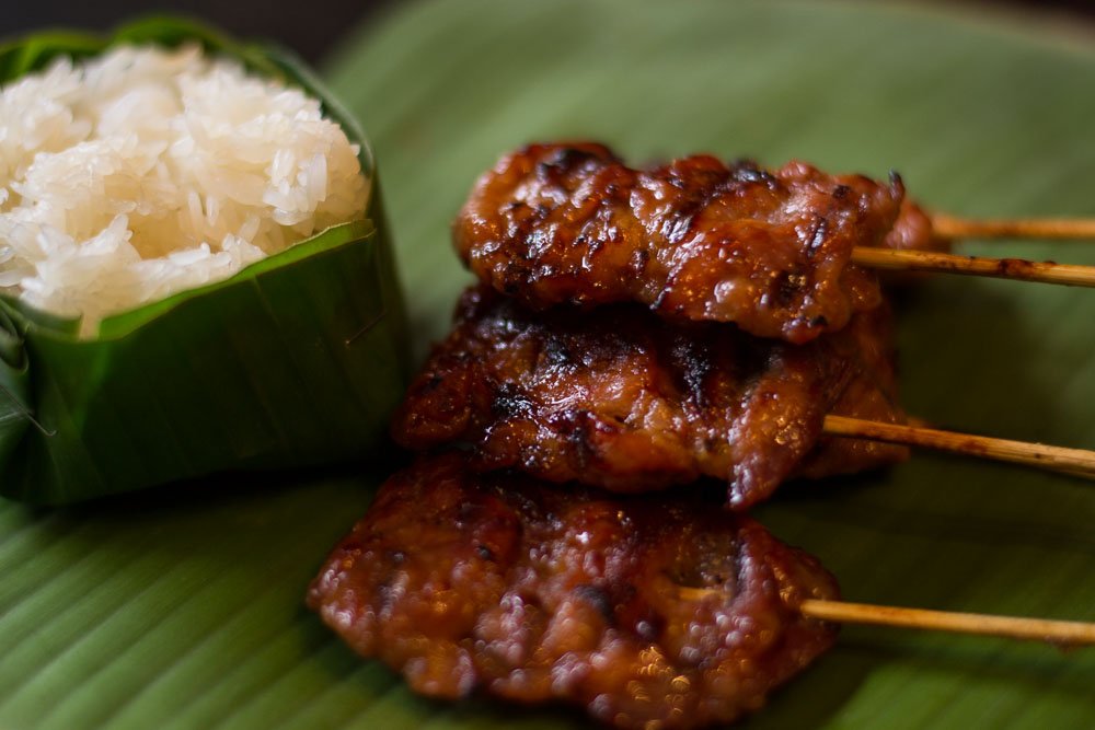 Moo Ping, marinated grilled pork skewers, with sticky rice is the special at Thai Mango this weekend, they are truly delicious. Call us on 01458 252885 to book a table
