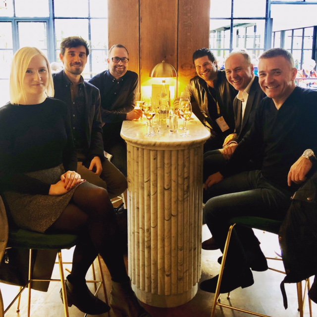 ScottBrownrigg's tweet photo. The Scott Brownrigg team gather @worldarchfest on Day 4 to raise a glass and toast to a fantastic few days and our three shortlisted #WAF18 entries > https://t.co/UeGqVG7V7x @darren_comber @molliff @crown_architect @mattparslow https://t.co/O7a2iyiCYO