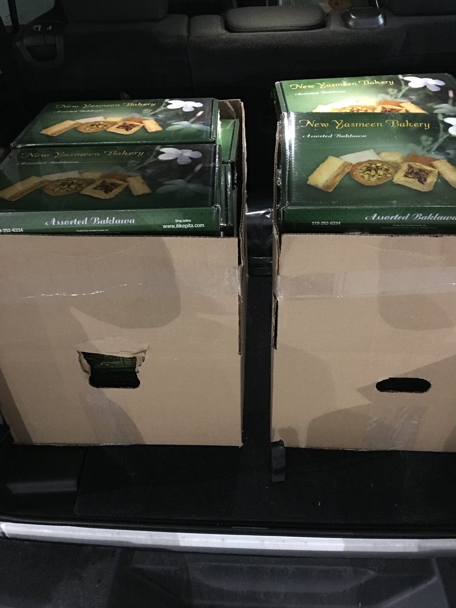 TDRamyI's tweet photo. Getting a head start this year. When I first started it was about 50 pounds of Baklava to drop off. It is now 800 pounds. #holidays #thankyou #partners #clients https://t.co/vL6BTxYVmD