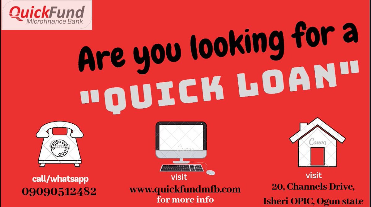 quickfundbank's tweet photo. Welcome to QuickFund microfinance bank,  your innovative and one stop shop for quick and stress free loans!  Our lines are open for your calls (09090512482, 09090512448) you can also chat with us live on WhatsApp (09090512483). #YouDeserveCredit #tgifridays #fintech https://t.co/2GPF94iRKO
