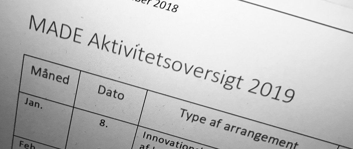 made_denmark's tweet photo. Vi går ind i julemåneden, men juleaften for #dktech- og #dkbiz-nørder falder tidligt i år. Næste uge offentliggør vi MADE’s foreløbige aktivitetsplan for 2019 og fortæller mere om det nye Innovationsnetværk for Fremtidens Produktion. Stay tuned - og god weekend! #futureweekdk https://t.co/r1QvTMBdoD