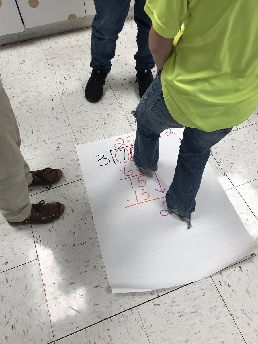 Kinesthetic division. Ss had to literally walk through division problems and explain their thinking using content vocab as they solved their problem.