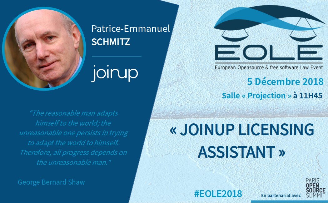 EU_DIGIT's tweet photo. Why do we welcome @Joinup_eu Licensing Assistant at @EU_Commission?
It reuses the existing #software developed for #EU projects and supports solution developers in their choice of licensing.
Follow the session by @peschmitz at #EOLE2018 #OSSPARIS18
👇https://t.co/sidLhhSyoe https://t.co/VhCV7QnUCL
