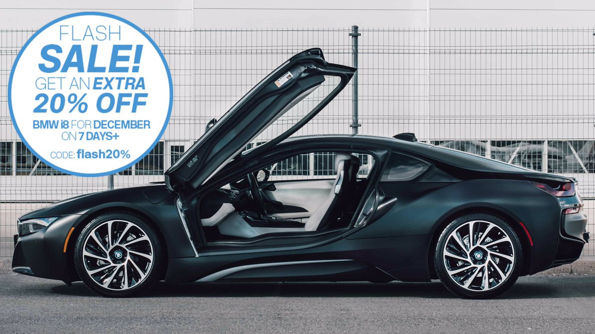 EV_Rentals's tweet photo. Flash #Sale! Get an extra 20% off on the #BMW i8 on a 7 days or more rental in December. Use promo code: flash20% https://t.co/PRZzqfQarr https://t.co/Ht5RWMVYNc