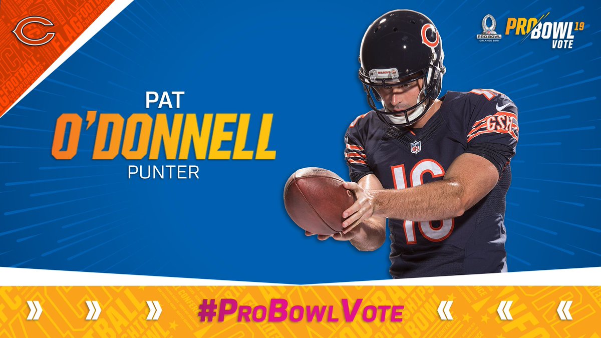 PatODonnell_16's tweet image. ‘Tis the season! Where the true Bears fans at? RT to cast your #ProBowlVote 

#SherrickMcManis 
#TarikCohen
#RoquanSmith 
#EddieGoldman 
#PrinceAmukamara
#DannyTrevathan
#KhalilMack 
#AkiemHicks 
#EddieJackson 
#KyleFuller 
#AdrianAmos 
#PatODonnell