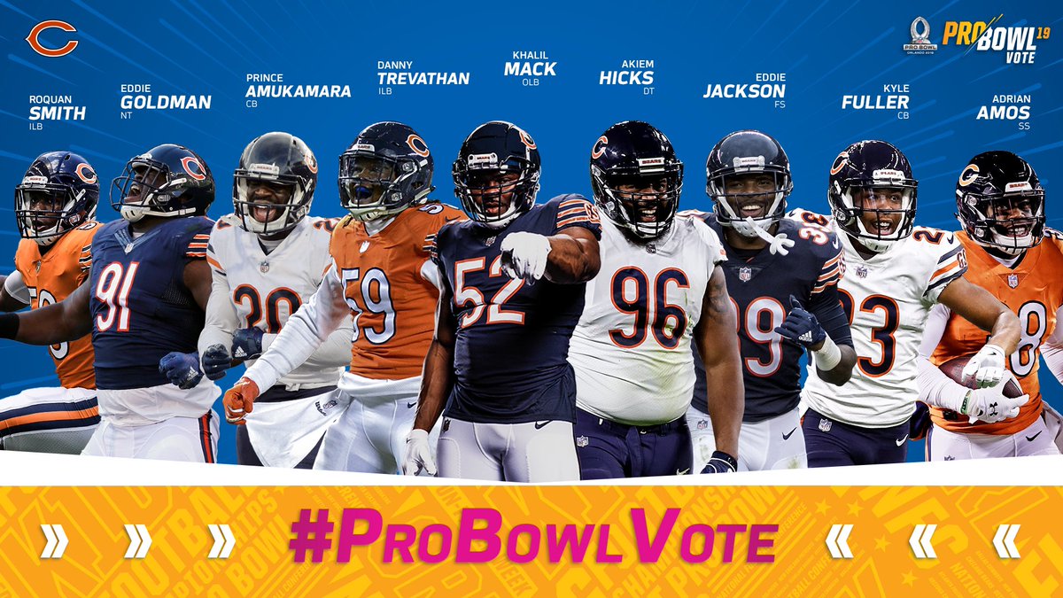 PatODonnell_16's tweet image. ‘Tis the season! Where the true Bears fans at? RT to cast your #ProBowlVote 

#SherrickMcManis 
#TarikCohen
#RoquanSmith 
#EddieGoldman 
#PrinceAmukamara
#DannyTrevathan
#KhalilMack 
#AkiemHicks 
#EddieJackson 
#KyleFuller 
#AdrianAmos 
#PatODonnell