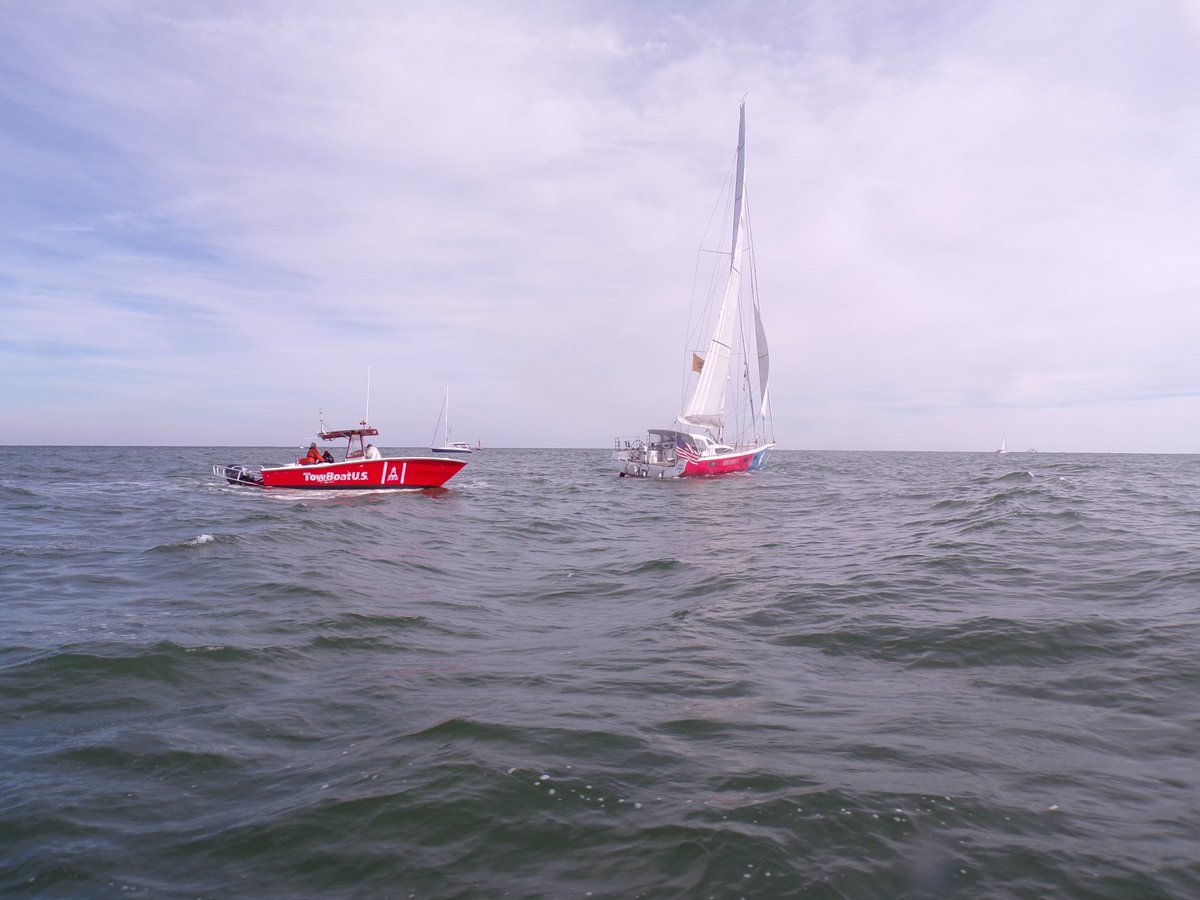towboatusdb's tweet photo. Capt Trey ⚓️ and Capt Scott ⚓️ were in St. Augustine 🦁 this morning to help Kiwi Spirit II 🥝 out of the inlet to start Dr. Stanley Paris' 4th attempt at a record breaking 🥇 sail ⛵️ around the world 🌎!!! #aroundtheworldinlessthan80days #4thtimeisthecharm #comesailaway https://t.co/bV9bplHWUA