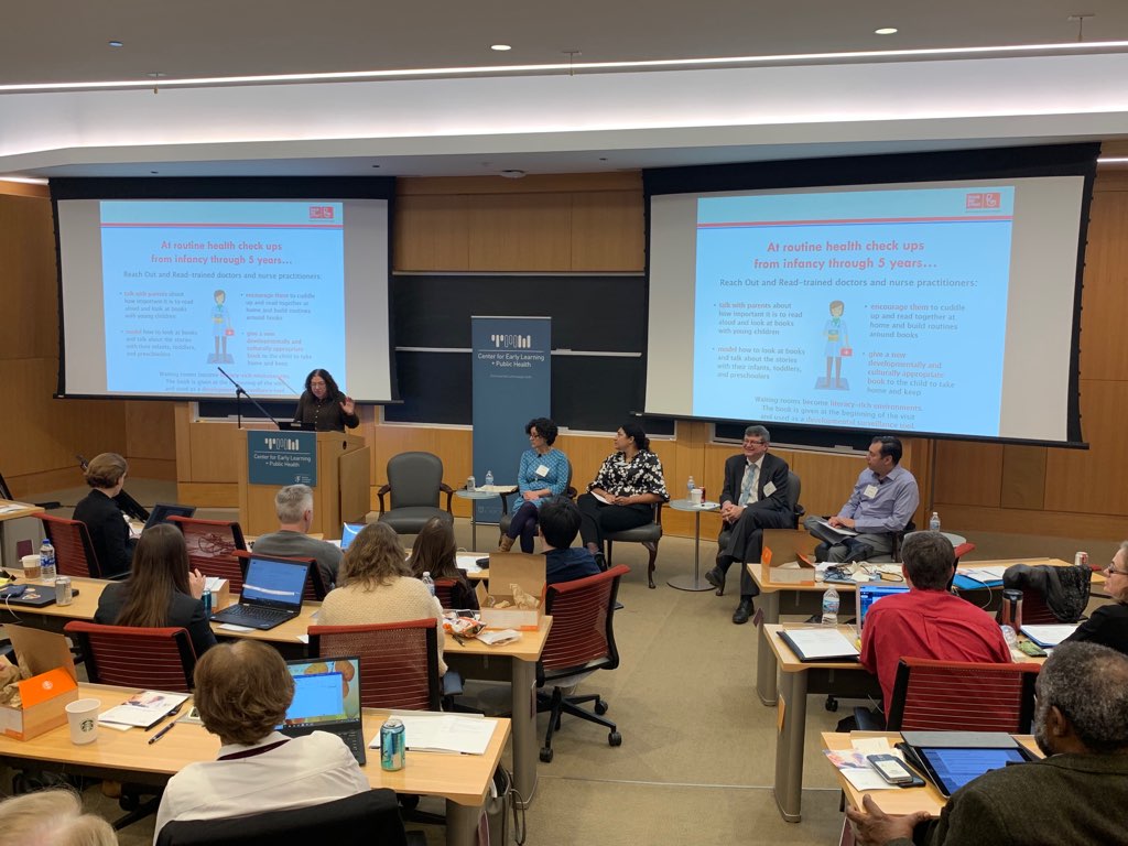 TMWCenter's tweet photo. .@PerriKlass on @ReachOutandRead’s success: “Being embedded [in pediatric care] has allowed us to be more cost-effective and scalable.” #LeveragingHealthcare #ImpactingEdDisparities #TMWCenterConvenes2018 https://t.co/KK3AOynRX6
